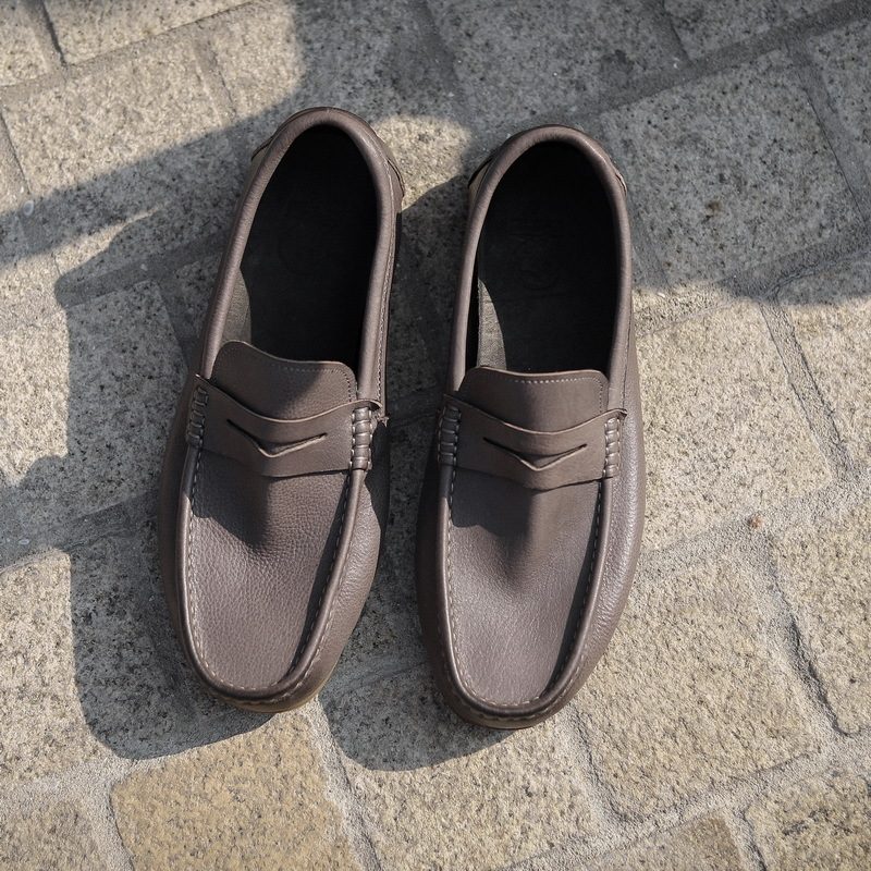 Enkeltlags Ekte Søm For Menn Erter Sko Slip-on Loafers Myke Såler Uformelle Kjøresko