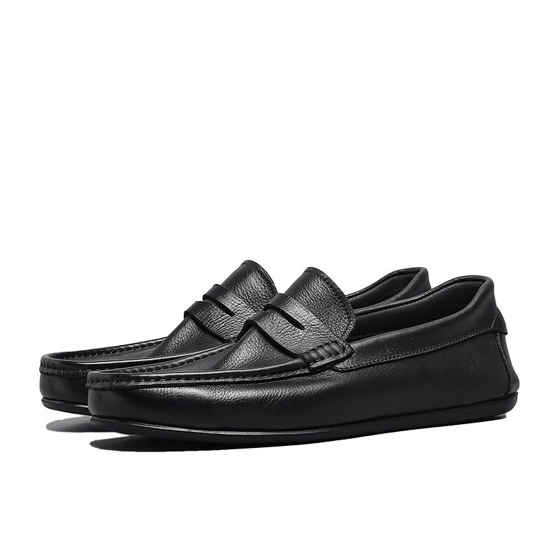 Enkeltlags Ekte Søm For Menn Erter Sko Slip-on Loafers Myke Såler Uformelle Kjøresko