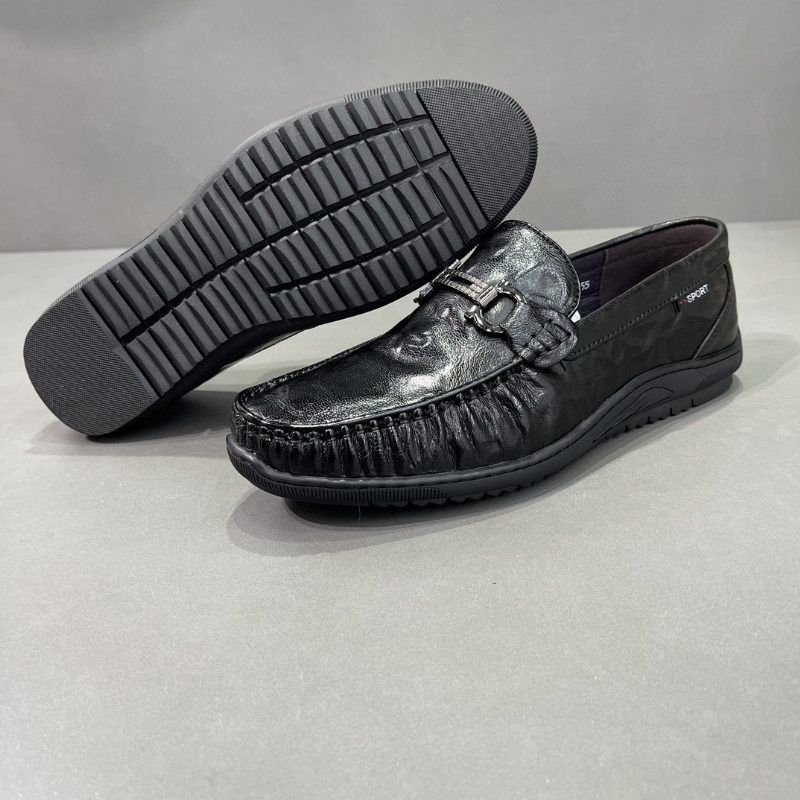 Flat Grunt Munn Slip-on Erter Sko Saueskinn Metall Spenne Mote Loafers