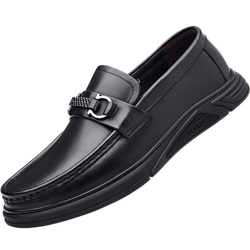 Formelle Sko Ekte Skinn Herresko 2024 Våren Nye Business Casual Doudou Sko Stor Størrelse Myk Bunn Slip-on