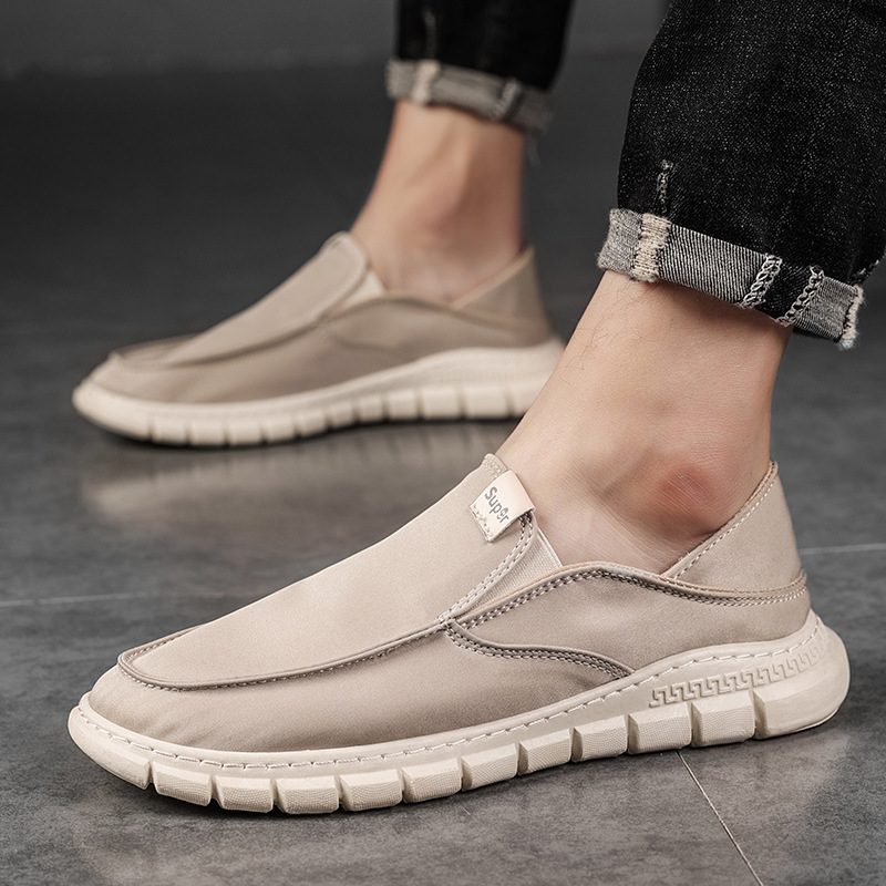 Herre Slip-on Tøysko Mote Flate Peas Sko Canvas Sko Herresko