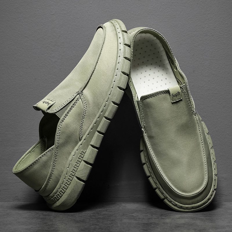 Herre Slip-on Tøysko Mote Flate Peas Sko Canvas Sko Herresko