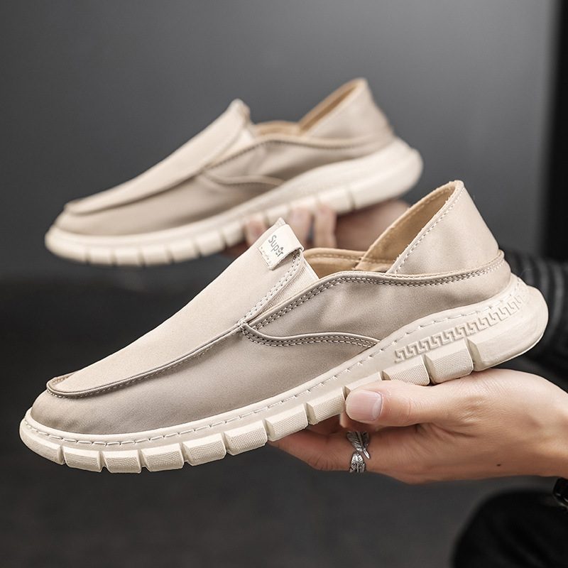 Herre Slip-on Tøysko Mote Flate Peas Sko Canvas Sko Herresko