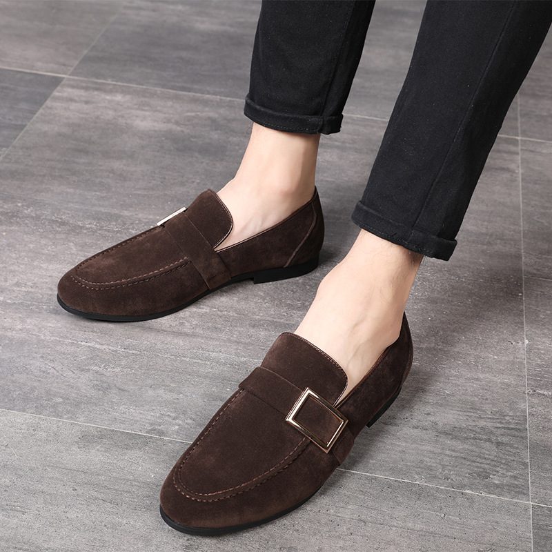 Herre Vårsko Kjole Sko Ekte Skinn Slip-on Herresko Trendy Sko Menn Semsket Erter Sko Sko Herremodeller