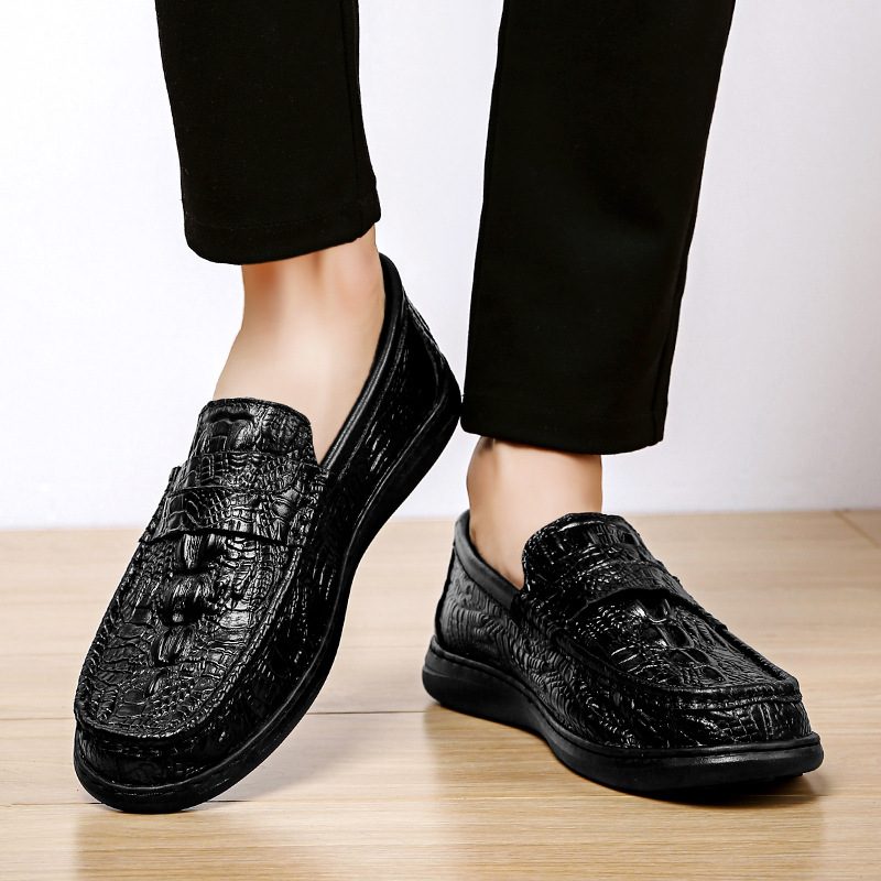 Høst- Og Vinternye Doudou-sko Herreskinn Førersko Myk Såle Slip-on Business Casual Dress Sko Herre Stor Størrelse