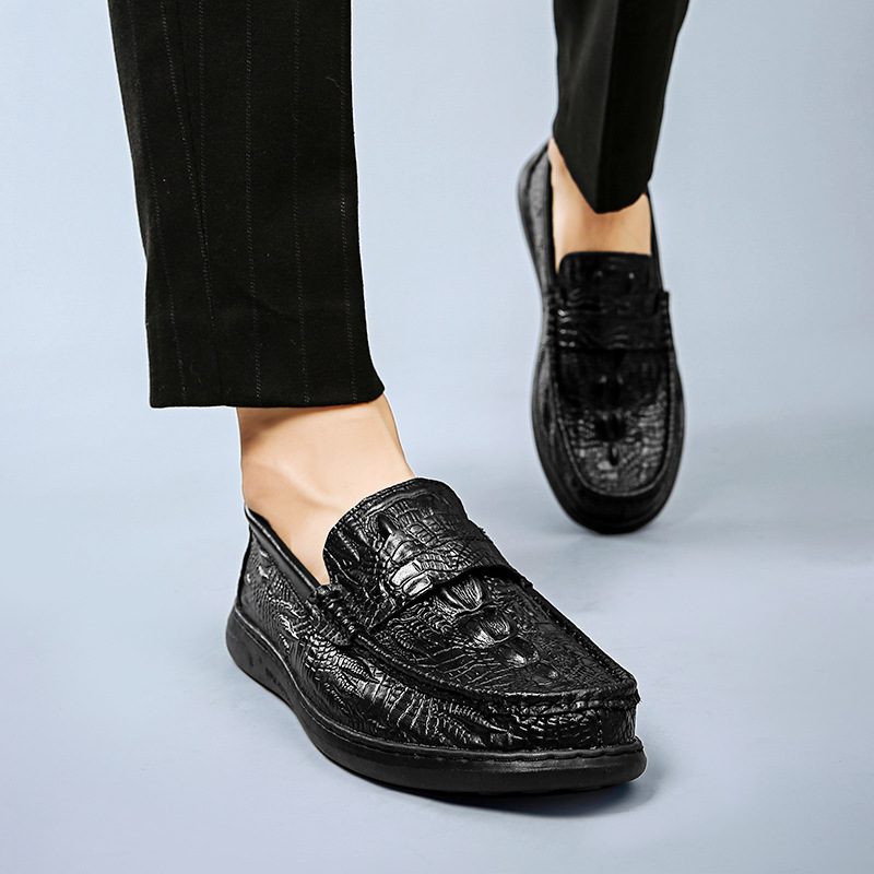 Høst- Og Vinternye Doudou-sko Herreskinn Førersko Myk Såle Slip-on Business Casual Dress Sko Herre Stor Størrelse