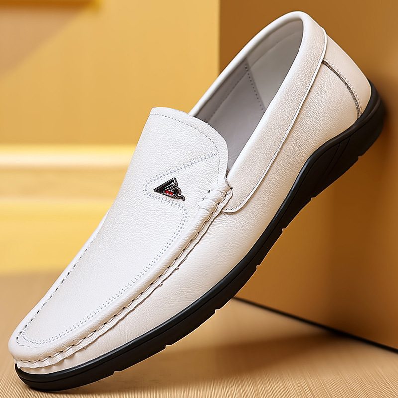 Kjole Sko Menns Ekte Skinn Erter Sko Casual Håndlagde Herresko Slip-on