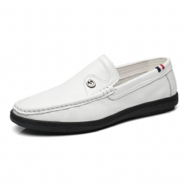 Kuskinn Nye Hvite Erter Sko Herre Slip-on Fritidssko Skinn Myk Overflate Sko Loafers