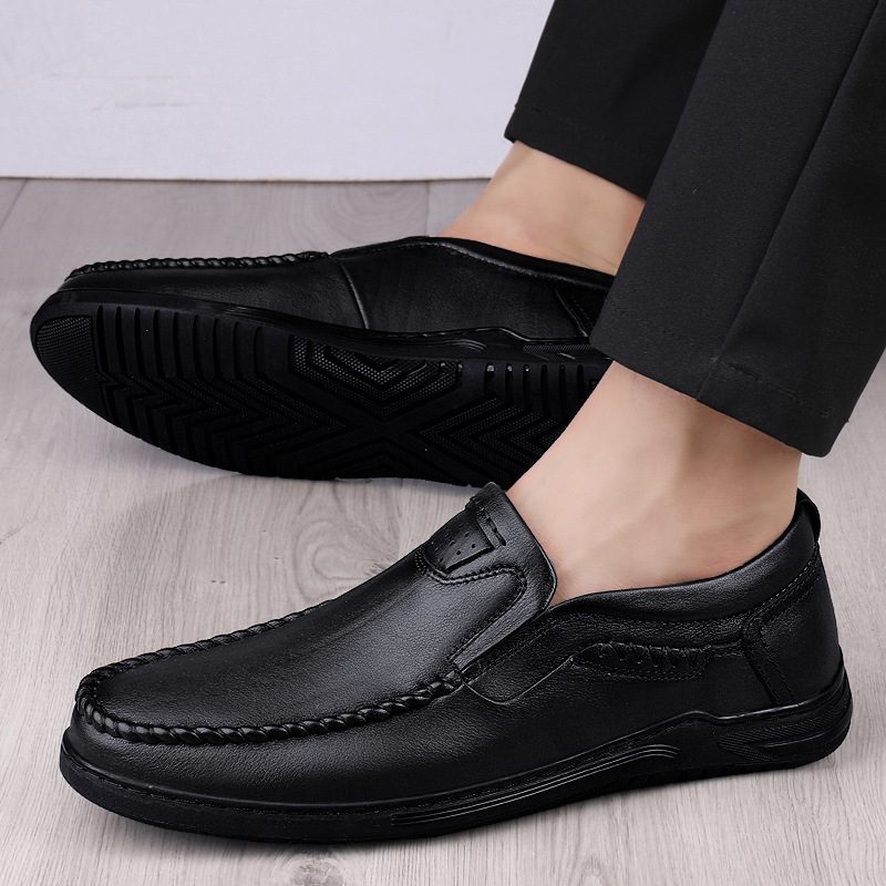 Loafers Formelle Sko Herre Retro Høststil Ekte Lær Mykt Lær Såle Vifte Business Casual Håndlagde Herresko