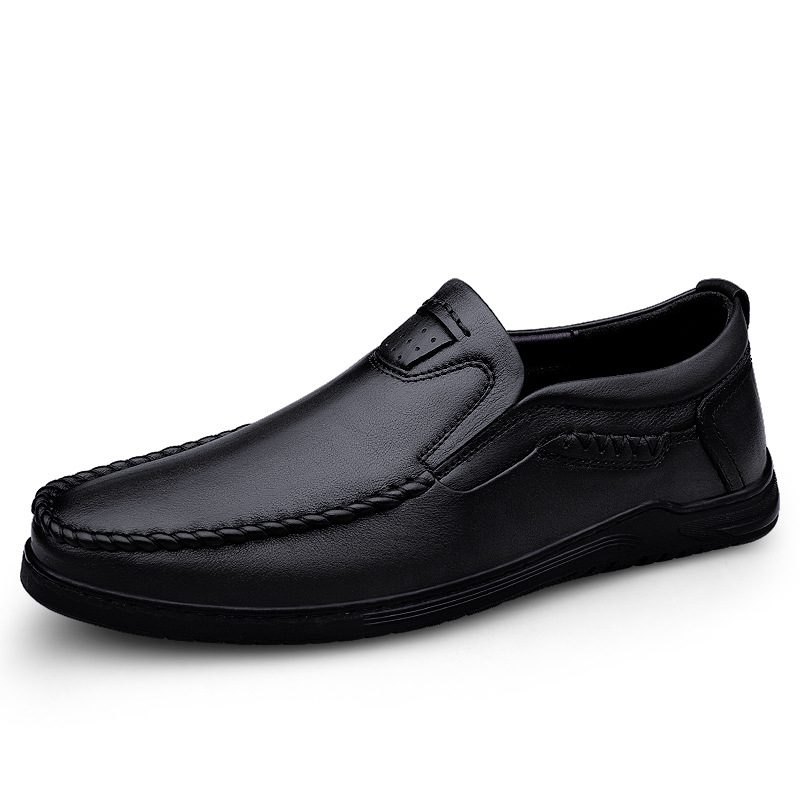 Loafers Formelle Sko Herre Retro Høststil Ekte Lær Mykt Lær Såle Vifte Business Casual Håndlagde Herresko