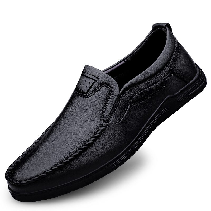 Loafers Formelle Sko Herre Retro Høststil Ekte Lær Mykt Lær Såle Vifte Business Casual Håndlagde Herresko