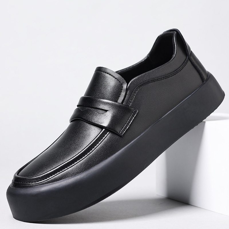 Loafers Herre Høst Nye Slip-on Kjøreskinn Myke Såler Matte Formelle Sko Svarte Business Peas Sko