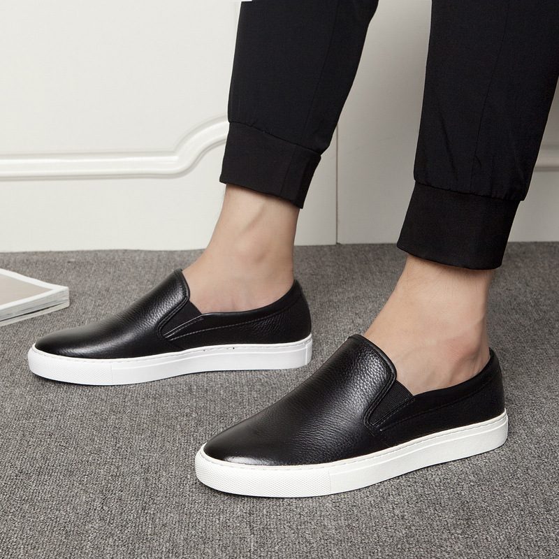 Loafers I Skinn For Menn Uformelle Joggesko Trendy Pustende Slip-on Herresko