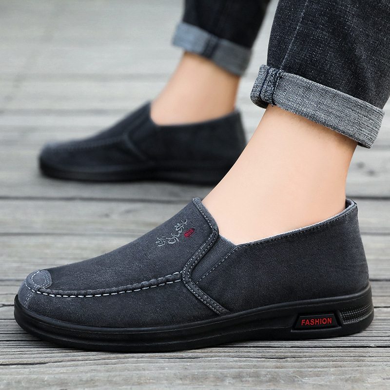 Sko Herre 2024 Nye Herresko Pustende Slip-on Canvas Sko Myk Bunn Fritidssko Trendy Menn Erter Sko