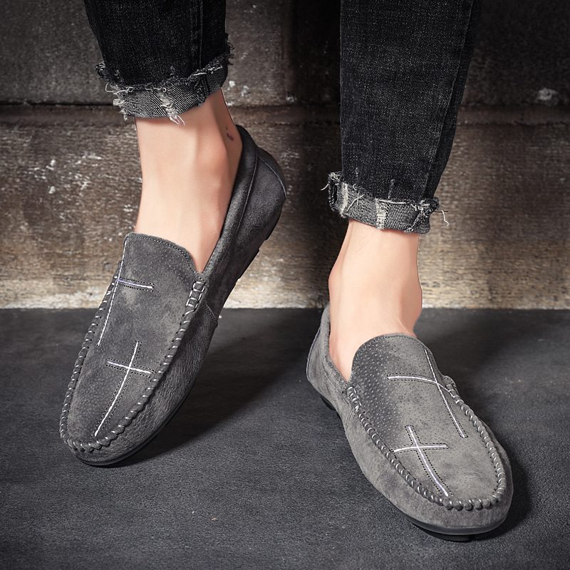 Stor Størrelse Slip-on Loafers Skinn Erter Sko Casual Trendy Herresko Retro Kjøresko Ny