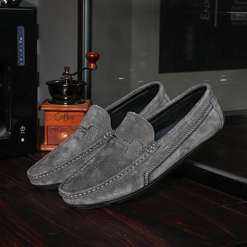 Stor Størrelse Slip-on Loafers Skinn Erter Sko Casual Trendy Herresko Retro Kjøresko Ny