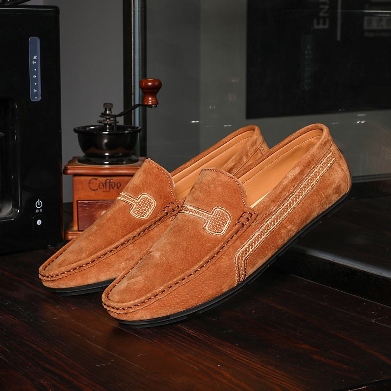 Stor Størrelse Slip-on Loafers Skinn Erter Sko Casual Trendy Herresko Retro Kjøresko Ny