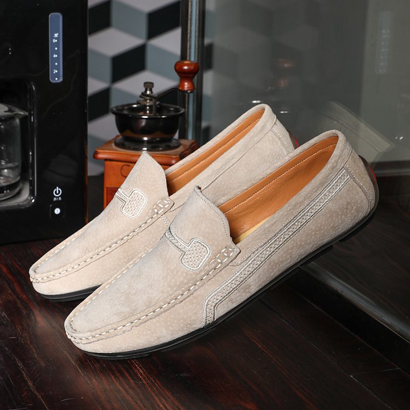 Stor Størrelse Slip-on Loafers Skinn Erter Sko Casual Trendy Herresko Retro Kjøresko Ny