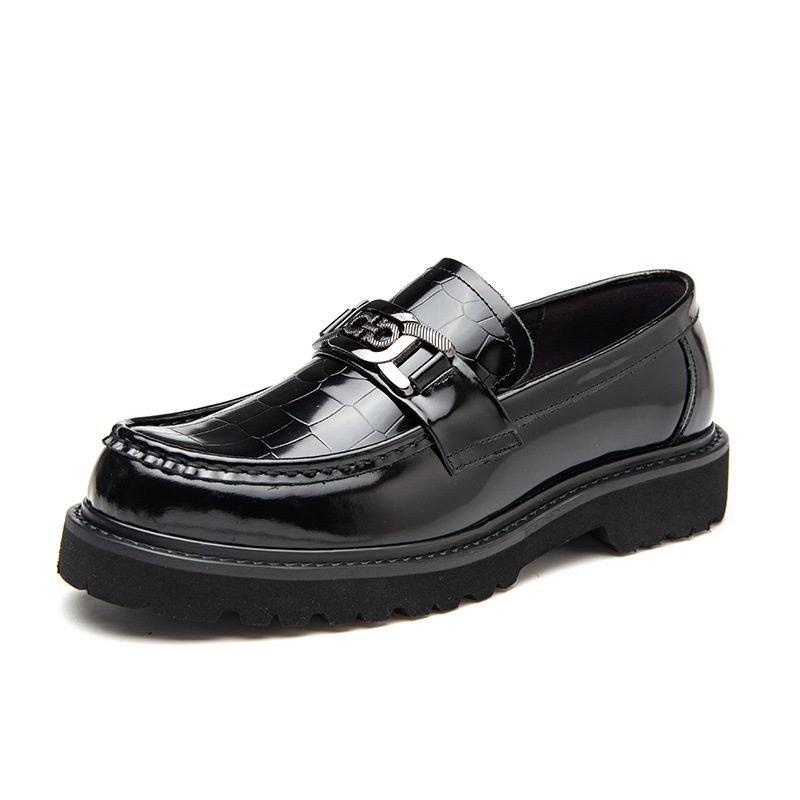 Svarte Kjolesko Herre 2024 Sommer Nye Horsebit Spenne Flate Sko Slip-on Loafers