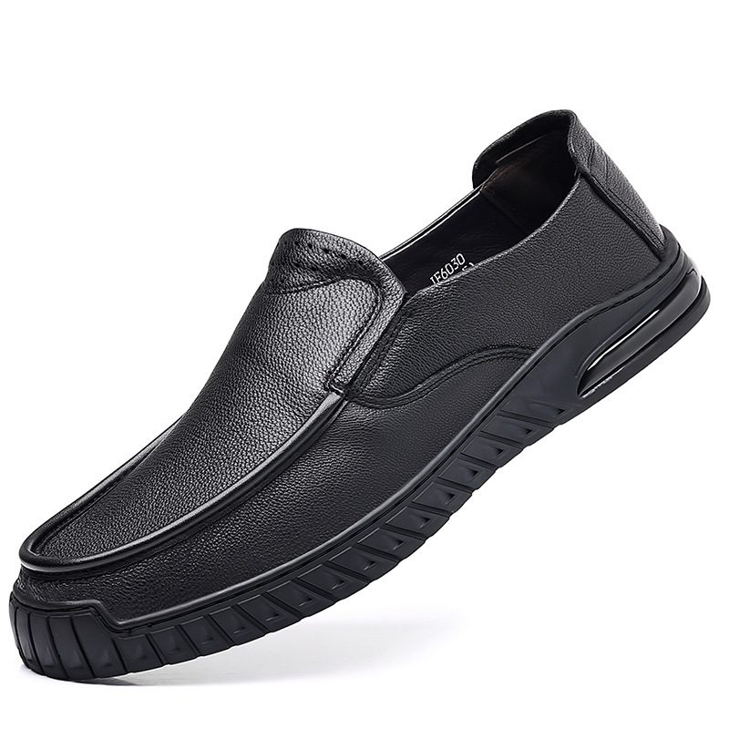 Våren Saueskinn Fritidsklær Sko Menns Daglige Loafers Ekte Skinn Myk Såle Slip-on Far Kjører Herresko