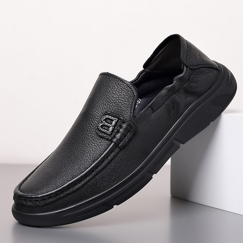 Våren Saueskinn Fritidsklær Sko Menns Daglige Loafers Ekte Skinn Myk Såle Slip-on Far Kjører Herresko