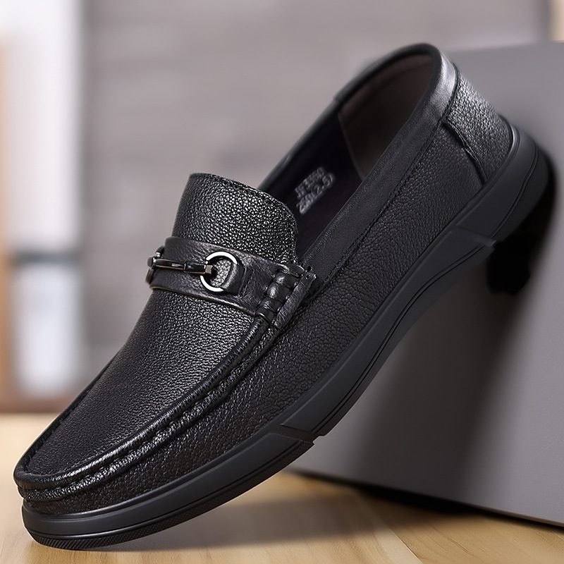 Våren Saueskinn Fritidsklær Sko Menns Daglige Loafers Ekte Skinn Myk Såle Slip-on Far Kjører Herresko