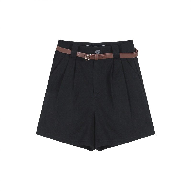 Black Casual High Waist Shorts Damer Nye Løse Brede Ben