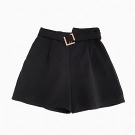 Chiffon-shorts Med Brede Ben Høy Midje Uformelle Rett