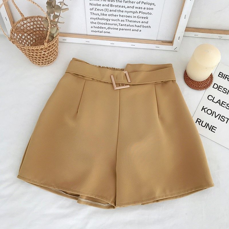 Chiffon-shorts Med Brede Ben Høy Midje Uformelle Rett