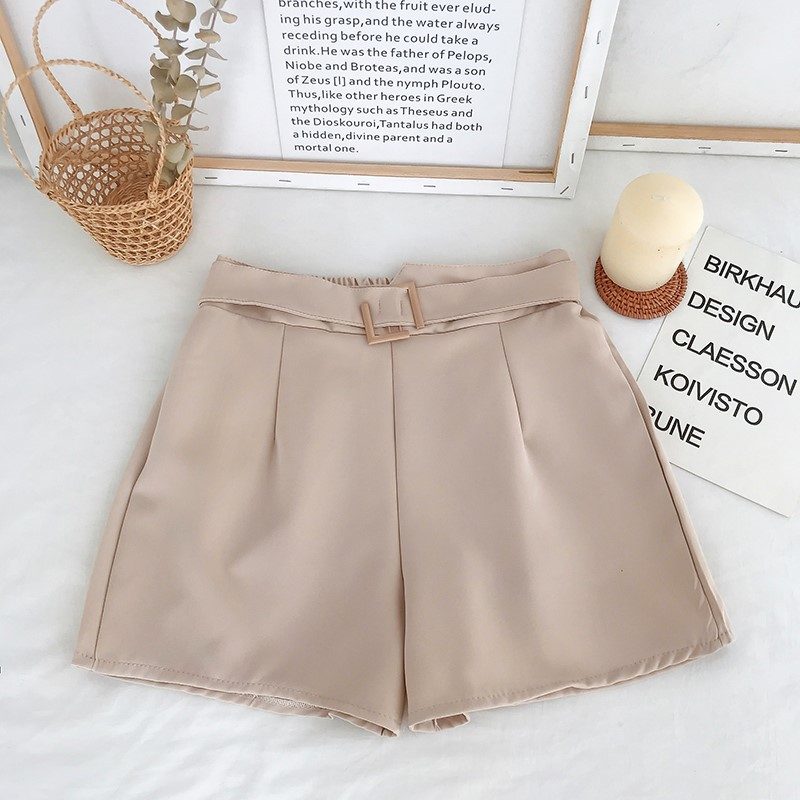 Chiffon-shorts Med Brede Ben Høy Midje Uformelle Rett