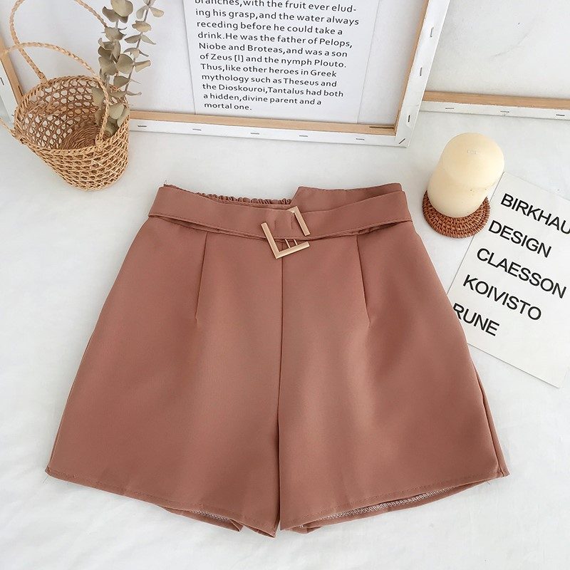 Chiffon-shorts Med Brede Ben Høy Midje Uformelle Rett