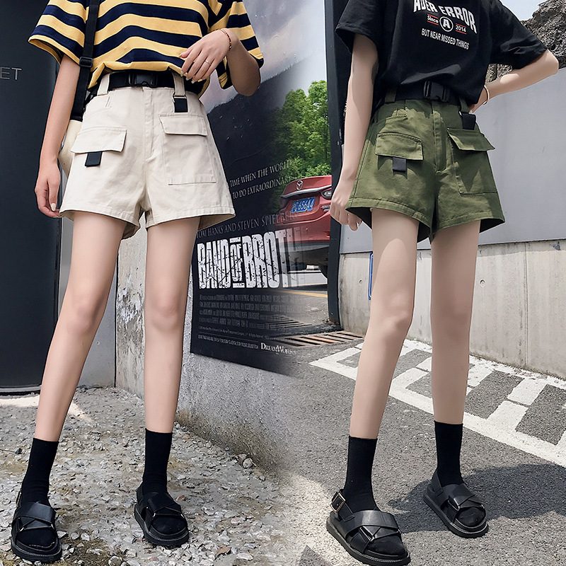 Dame Cargo Shorts Løs Rett Casual Trendy Sport Fem Poeng