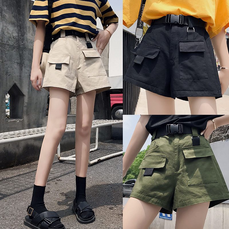 Dame Cargo Shorts Løs Rett Casual Trendy Sport Fem Poeng