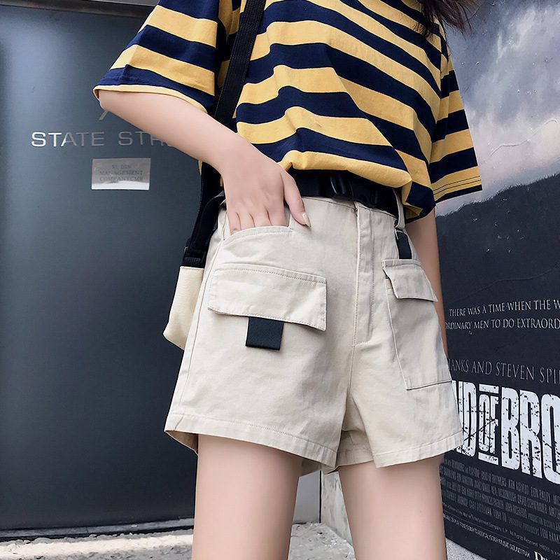 Dame Cargo Shorts Løs Rett Casual Trendy Sport Fem Poeng