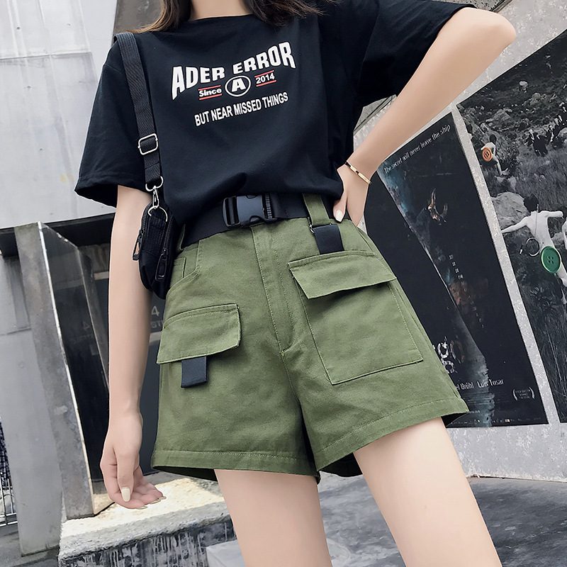 Dame Cargo Shorts Løs Rett Casual Trendy Sport Fem Poeng