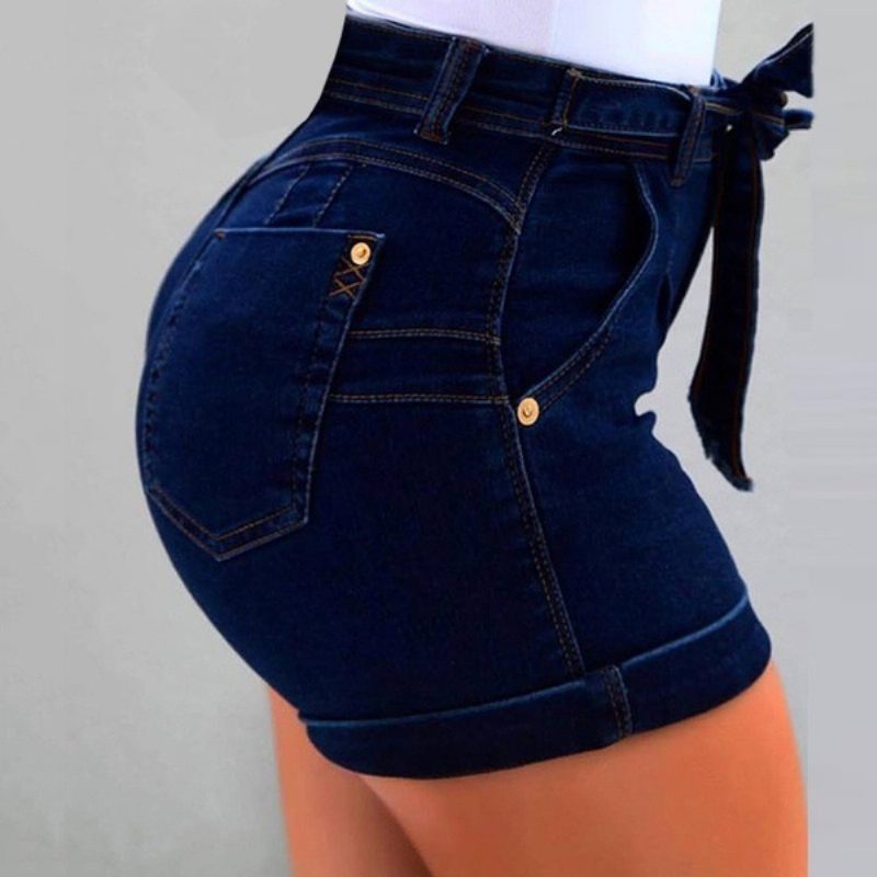 Dame Denim Shorts Belte Micro Elastic