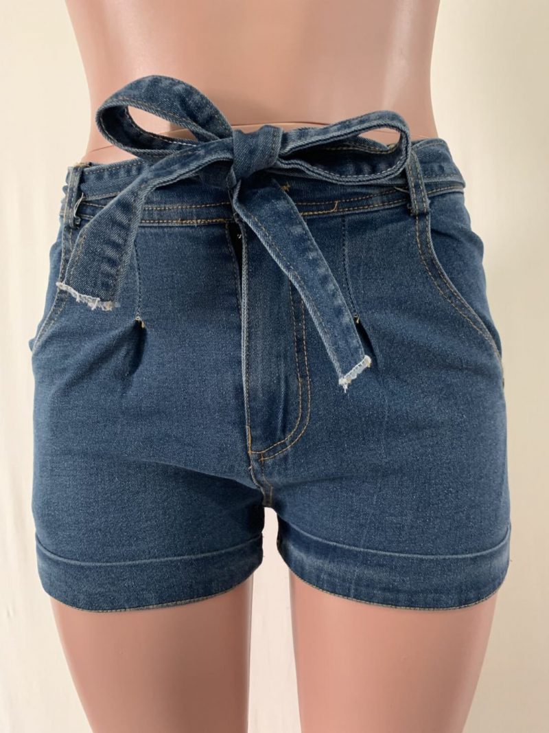 Dame Denim Shorts Belte Micro Elastic