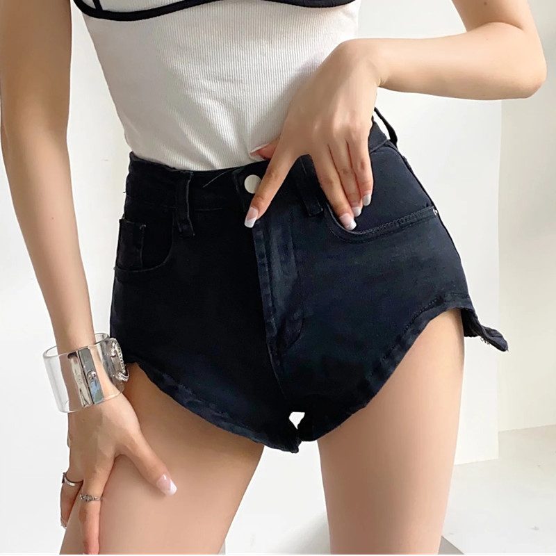 Dame Denim Shorts Høy Midje Slim Fit Trendy