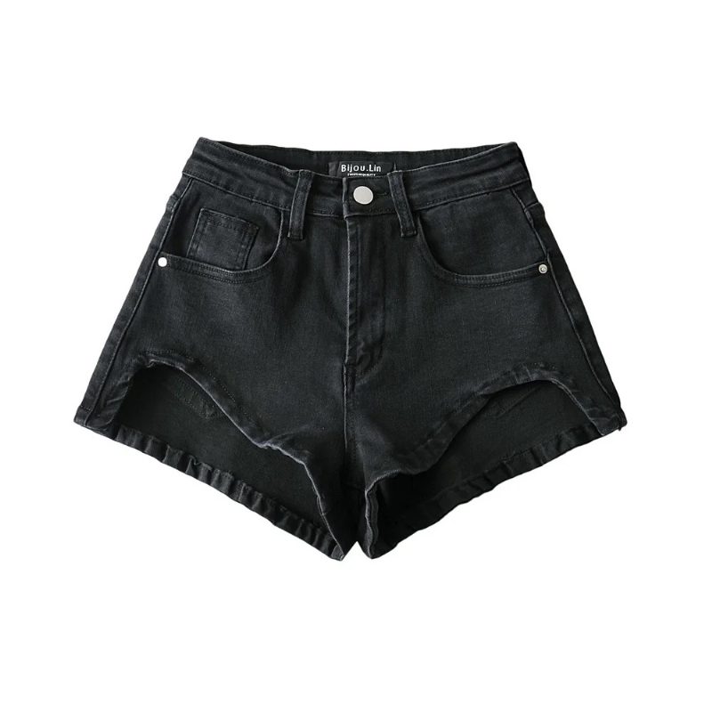 Dame Denim Shorts Høy Midje Slim Fit Trendy