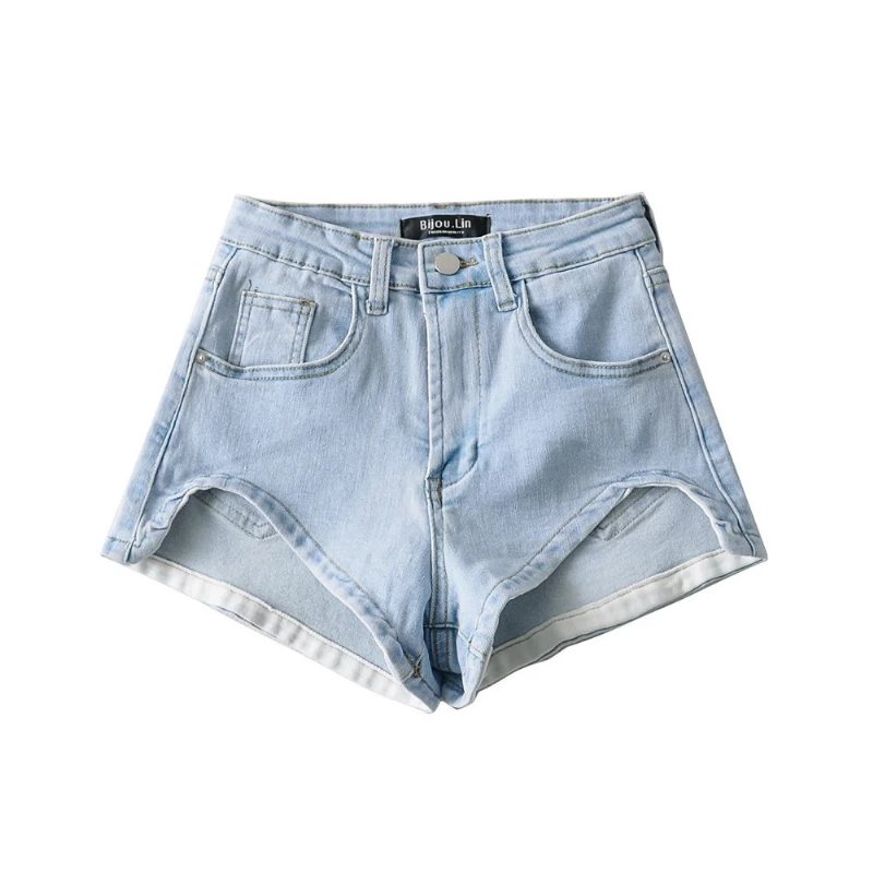 Dame Denim Shorts Høy Midje Slim Fit Trendy