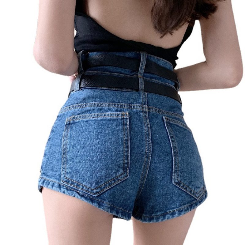 Dame Denim Shorts Ny Trend Løs Brede Ben Høy Midje Rett Tynn Del