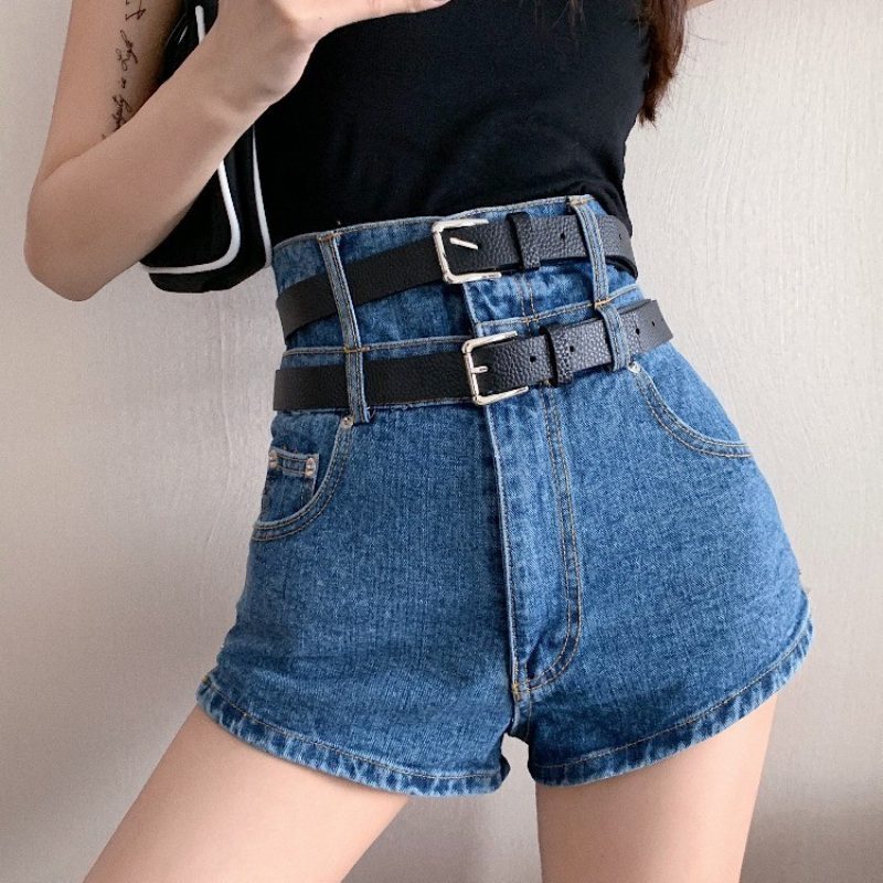 Dame Denim Shorts Ny Trend Løs Brede Ben Høy Midje Rett Tynn Del