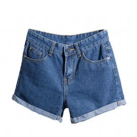 Dame Jeans Rullet Casual Høy Midje Shorts