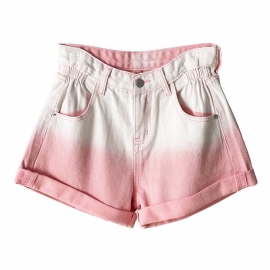 Dame Jeans Shorts Høy Midje Ombre