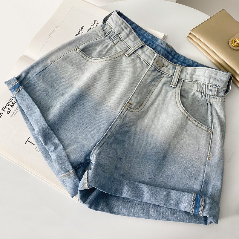 Dame Jeans Shorts Høy Midje Ombre