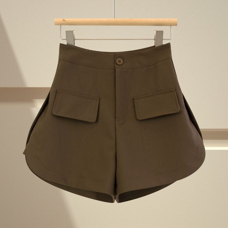 Damedressshorts Retro Splitt Med Brede Ben Og Høy Midje Fritidsbukser