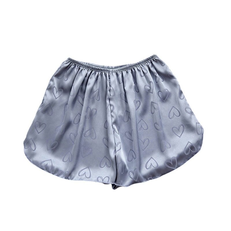 Damemote Jacquard Satin Shorts Løse Tynne Hjemmebukser