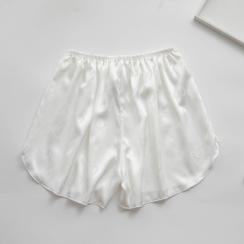 Damemote Jacquard Satin Shorts Løse Tynne Hjemmebukser