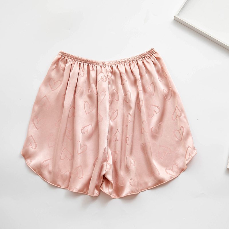 Damemote Jacquard Satin Shorts Løse Tynne Hjemmebukser