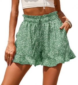 Dameshorts Chiffontrykk Uformell Lomme Midje